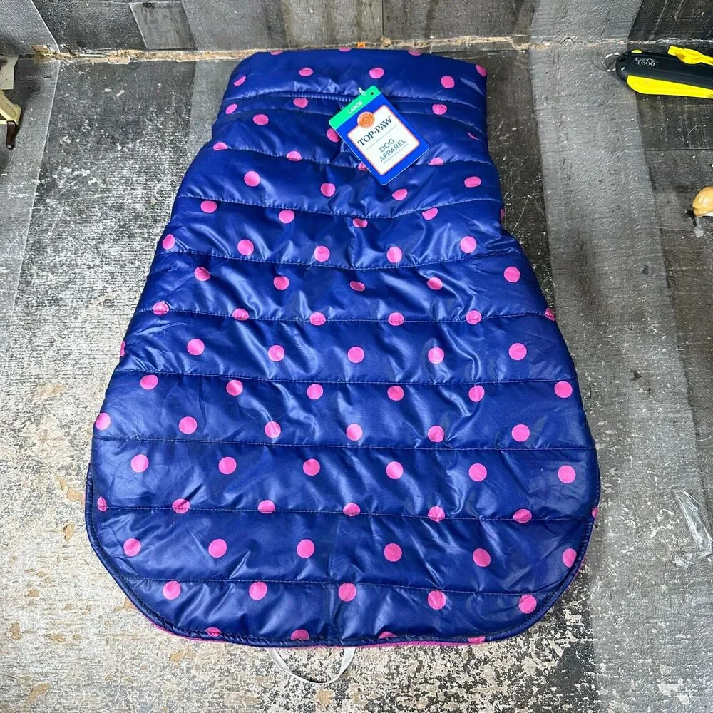 Top-Paw Dog Puffer Jacket Size‎ Large Purple Polka Dot New w/tags